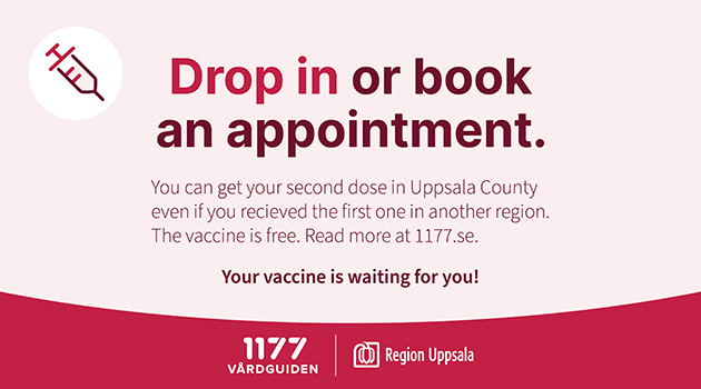 Picture from Uppsala County regarding vaccin information, in text below. 