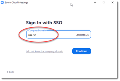 Screenshot of Zoom: Sign in with SSO.